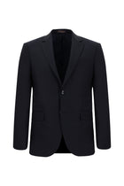 Koyu Lacivert Slim Fit Dar Kesim Yünlü Klasik Takım Elbise