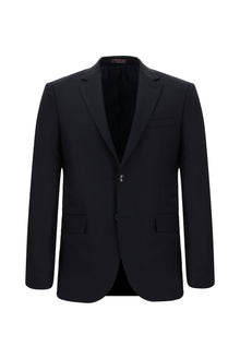 Koyu Lacivert Slim Fit Dar Kesim Yünlü Klasik Takım Elbise