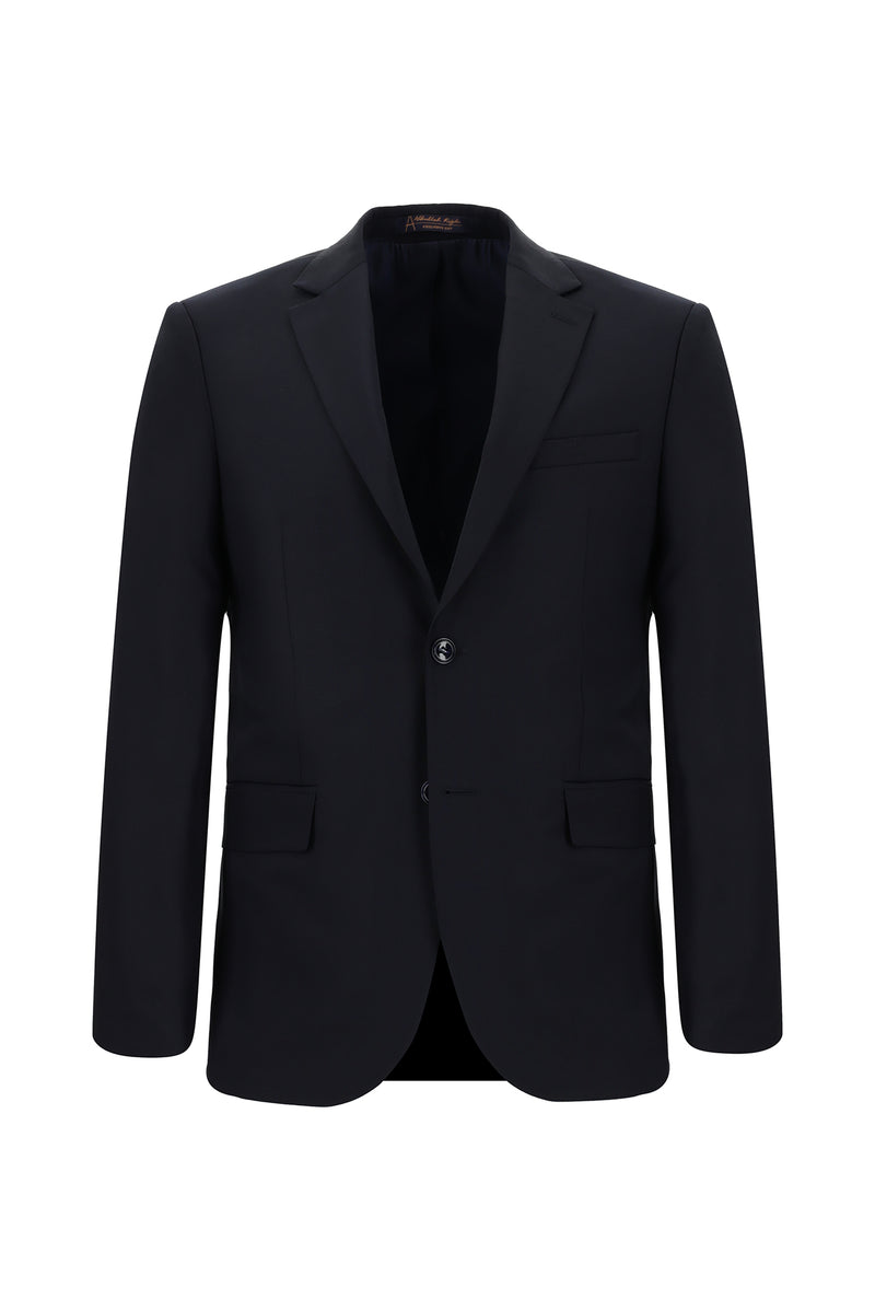 Koyu Lacivert Slim Fit Dar Kesim Yünlü Klasik Takım Elbise