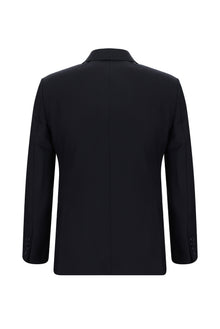 Koyu Lacivert Slim Fit Dar Kesim Yünlü Klasik Takım Elbise