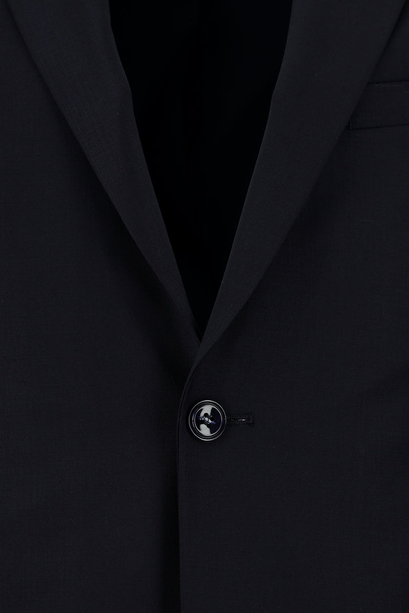 Koyu Lacivert Slim Fit Dar Kesim Yünlü Klasik Takım Elbise