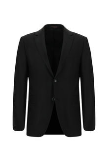 Siyah Regular Fit Yünlü Klasik Takım Elbise