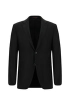 Siyah Slim Fit Dar Kesim Yünlü Klasik Takım Elbise