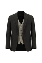 Koyu Kahve Slim Fit Dar Kesim Yünlü Kombinli Yelekli Takım Elbise