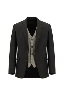 Koyu Kahve Slim Fit Dar Kesim Yünlü Kombinli Yelekli Takım Elbise