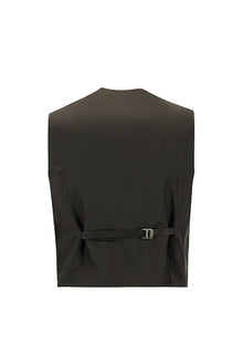 Koyu Kahve Slim Fit Dar Kesim Yünlü Kombinli Yelekli Takım Elbise