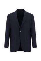 Koyu Lacivert Relaxed Fit Rahat Kesim Yünlü Klasik Desenli Takım Elbise