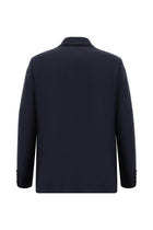 Koyu Lacivert Relaxed Fit Rahat Kesim Yünlü Klasik Desenli Takım Elbise