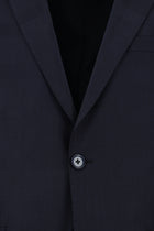 Koyu Lacivert Regular Fit Yünlü Klasik Desenli Takım Elbise