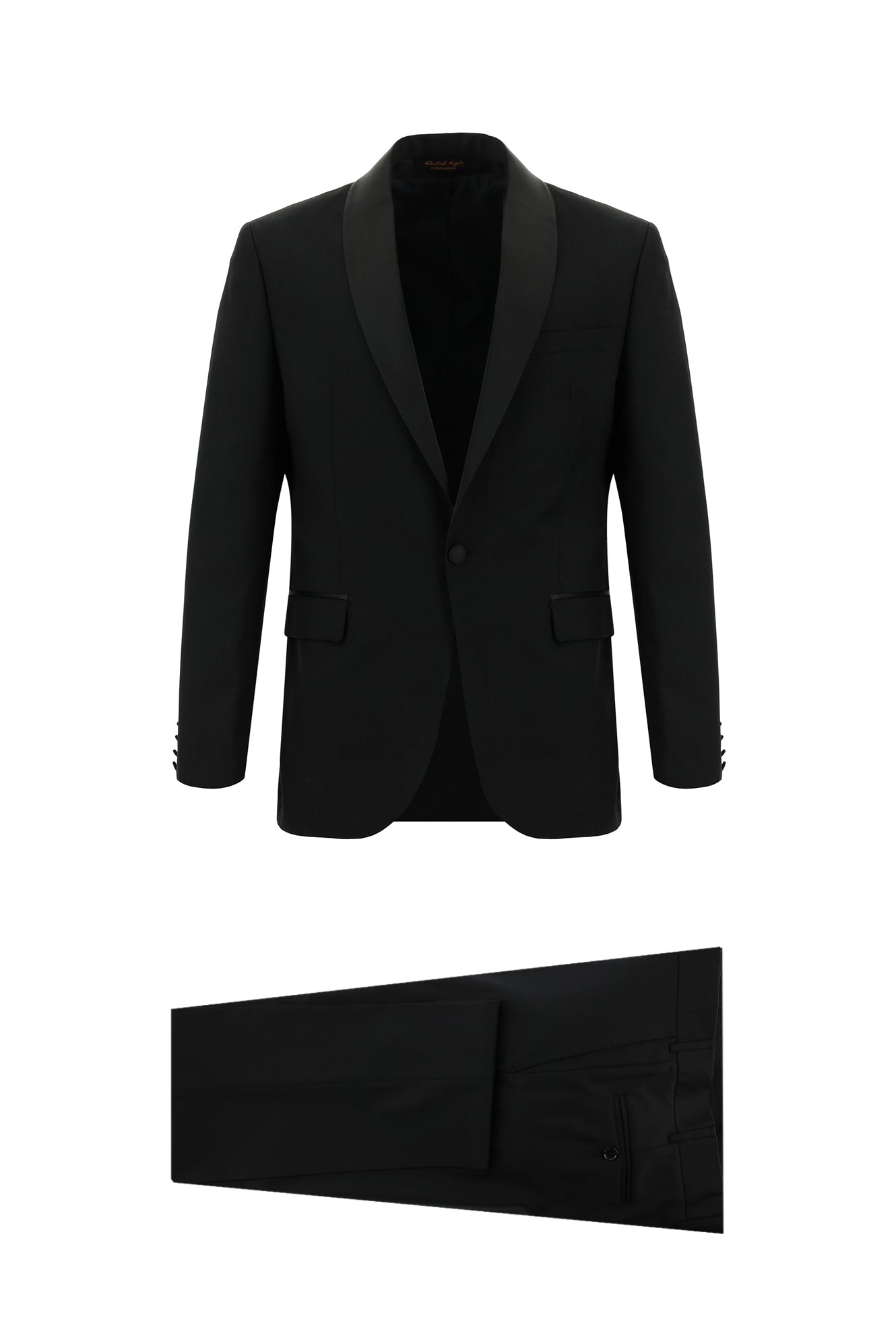 Siyah Slim Fit Dar Kesim Şal Yaka Yün Smokin & Damatlık