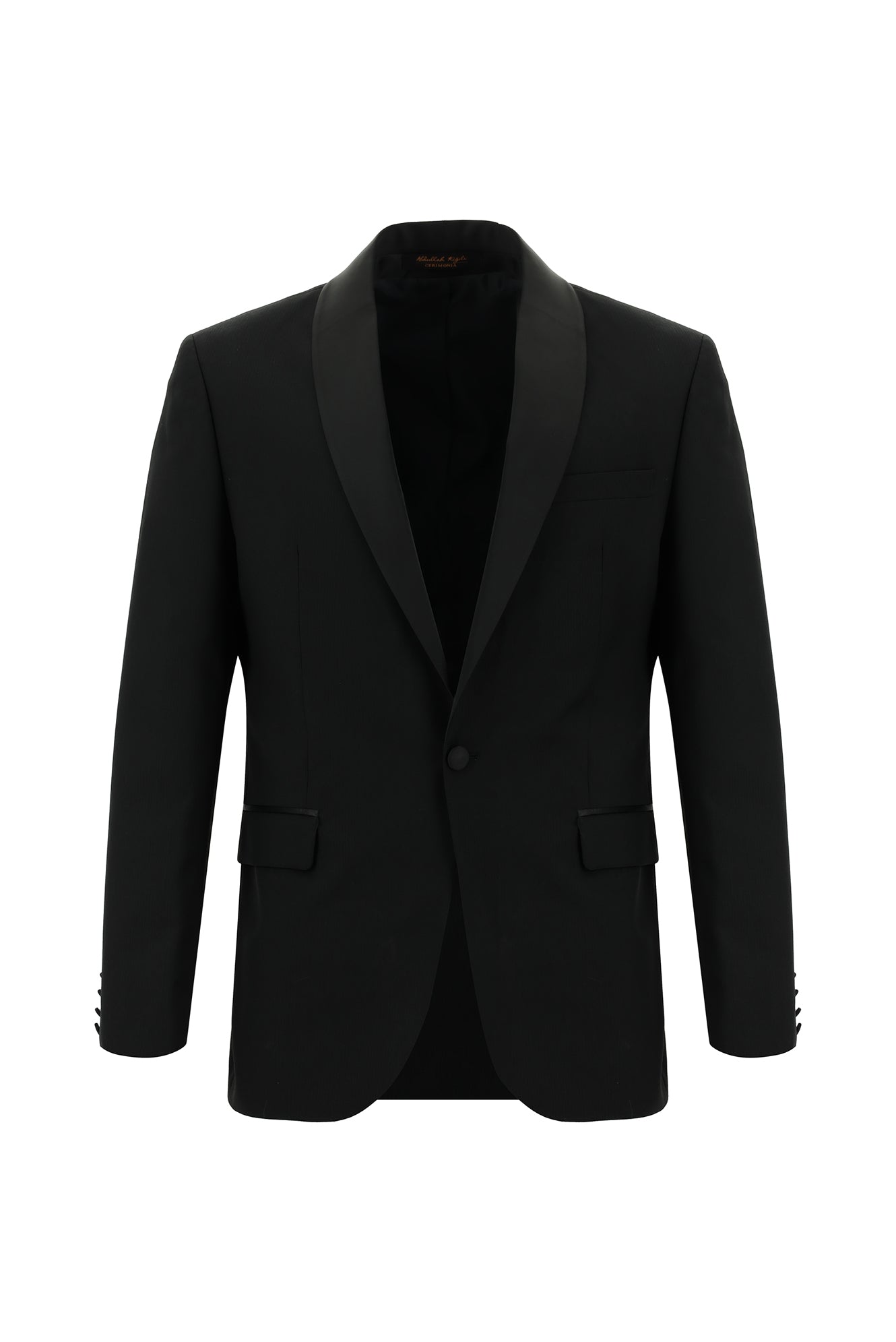 Siyah Slim Fit Dar Kesim Şal Yaka Yün Smokin & Damatlık