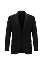 Siyah Slim Fit Dar Kesim Şal Yaka Yün Smokin & Damatlık