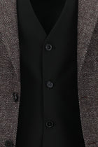 Koyu Bordo Slim Fit Dar Kesim Kombinli Yelekli Yünlü Keten Takım Elbise