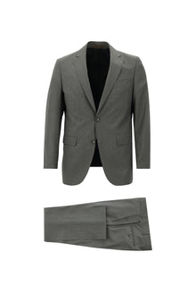 Koyu Füme Relaxed Fit Rahat Kesim Klasik Çizgili Yün Takım Elbise