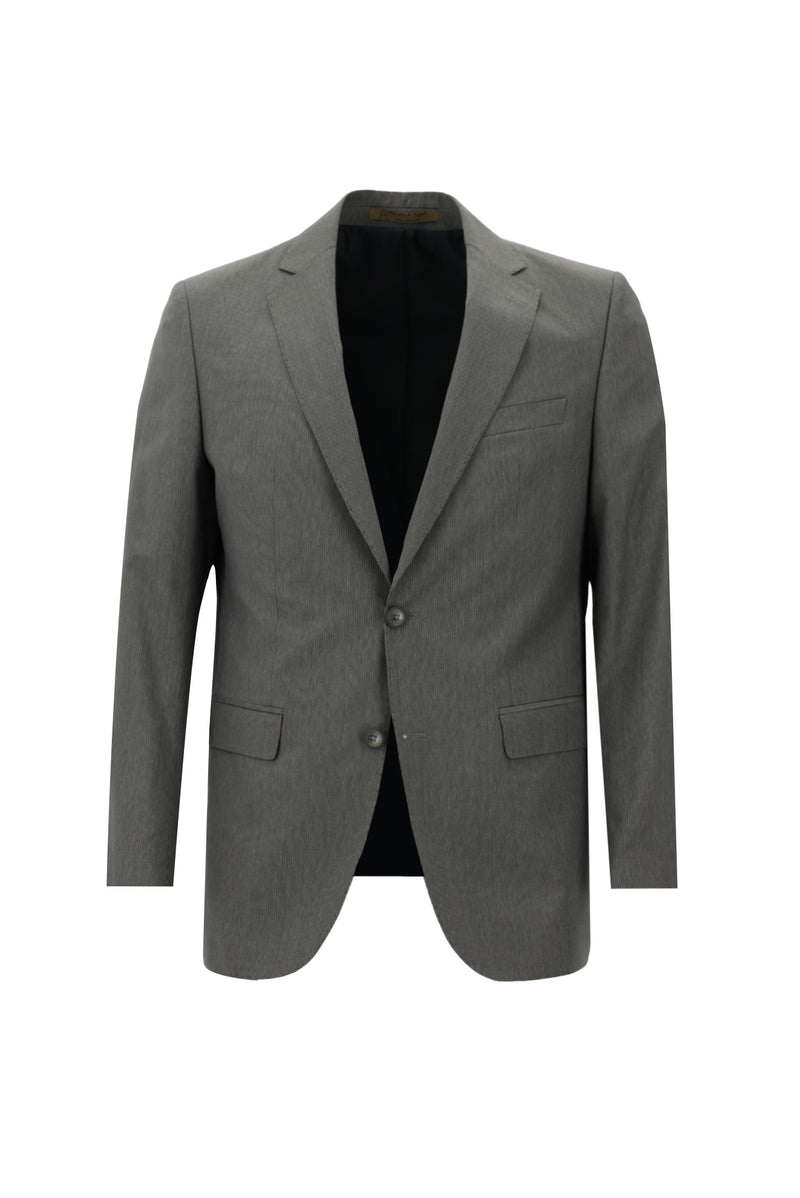 Koyu Füme Relaxed Fit Rahat Kesim Klasik Çizgili Yün Takım Elbise