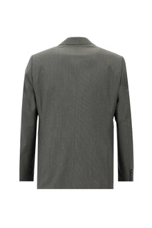 Koyu Füme Relaxed Fit Rahat Kesim Klasik Çizgili Yün Takım Elbise