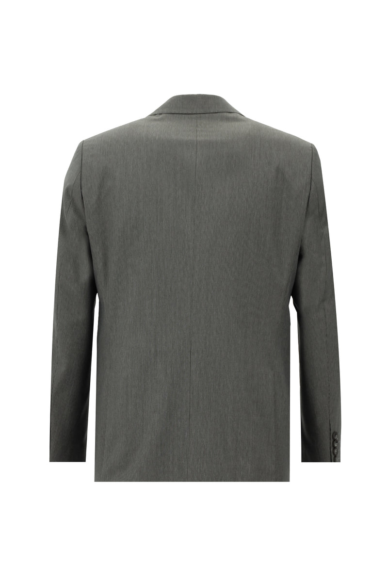 Koyu Füme Relaxed Fit Rahat Kesim Klasik Çizgili Yün Takım Elbise