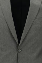 Koyu Füme Relaxed Fit Rahat Kesim Klasik Çizgili Yün Takım Elbise