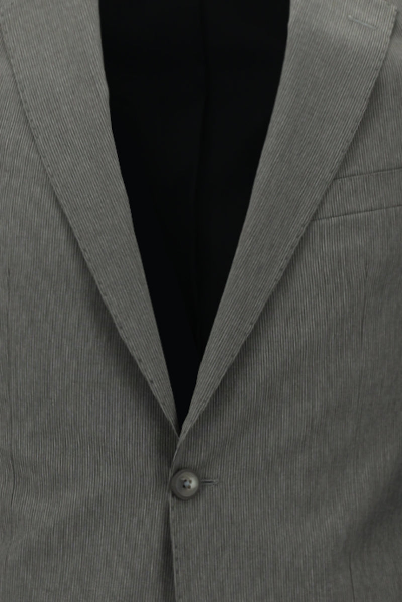 Koyu Füme Relaxed Fit Rahat Kesim Klasik Çizgili Yün Takım Elbise