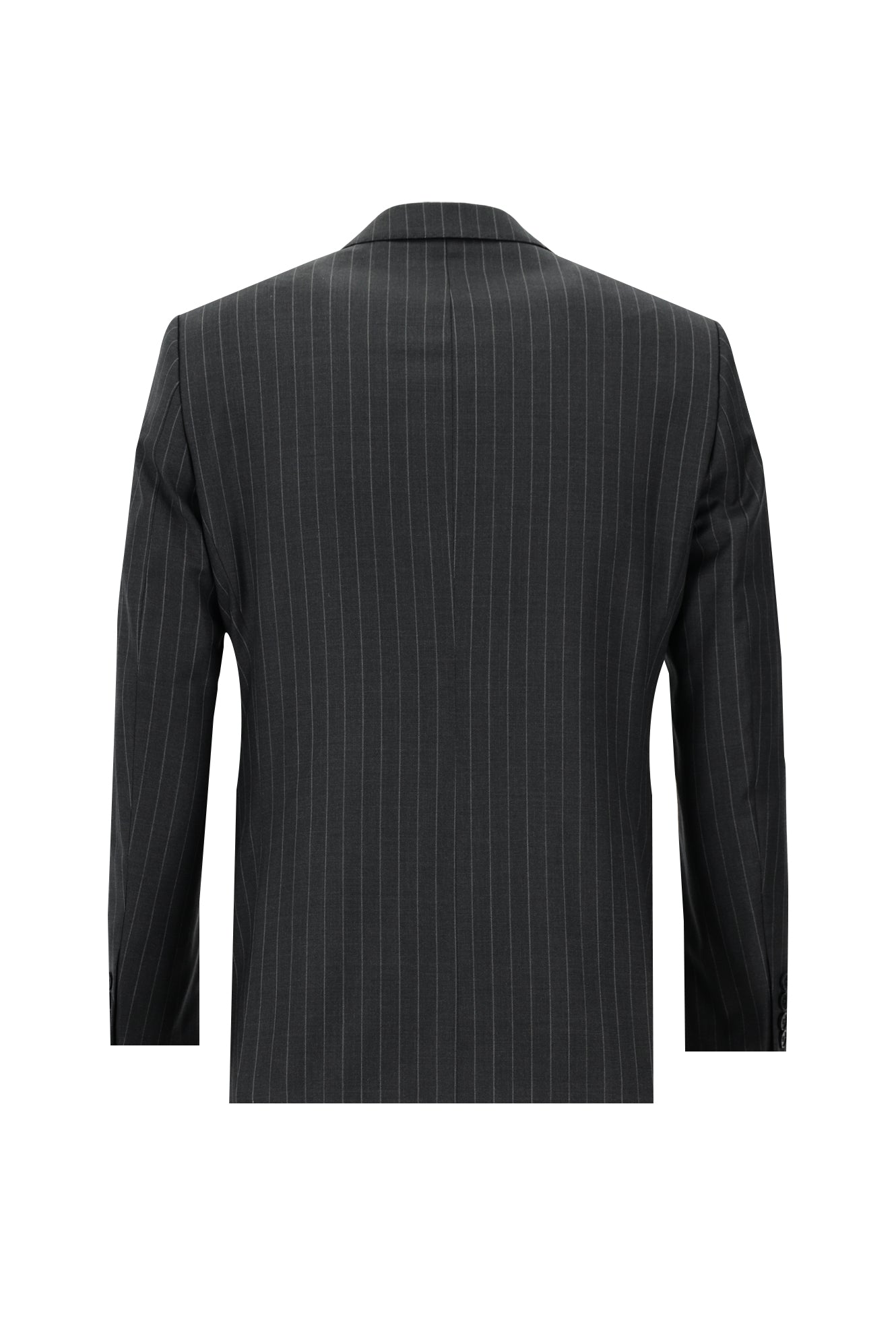 Koyu Füme Regular Fit Kruvaze Çizgili Yün Takım Elbise