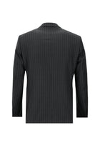 Koyu Füme Regular Fit Kruvaze Çizgili Yün Takım Elbise