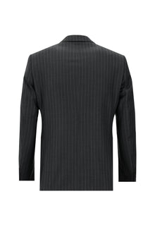 Koyu Füme Regular Fit Kruvaze Çizgili Yün Takım Elbise