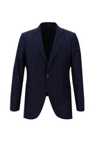 Orta Lacivert Slim Fit Dar Kesim Yünlü Klasik Kareli Takım Elbise