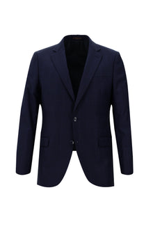 Orta Lacivert 7 Drop Slim Fit Dar Kesim Yünlü Kareli Tak?m Elbise-Abdullah Ki??l?