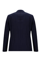 Orta Lacivert Slim Fit Dar Kesim Yünlü Klasik Kareli Takım Elbise