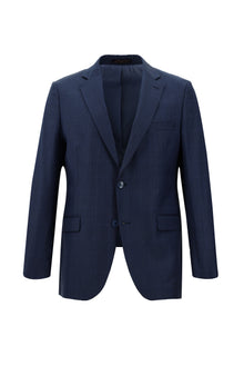 Orta Petrol Slim Fit Dar Kesim Yünlü Klasik Kareli Takım Elbise