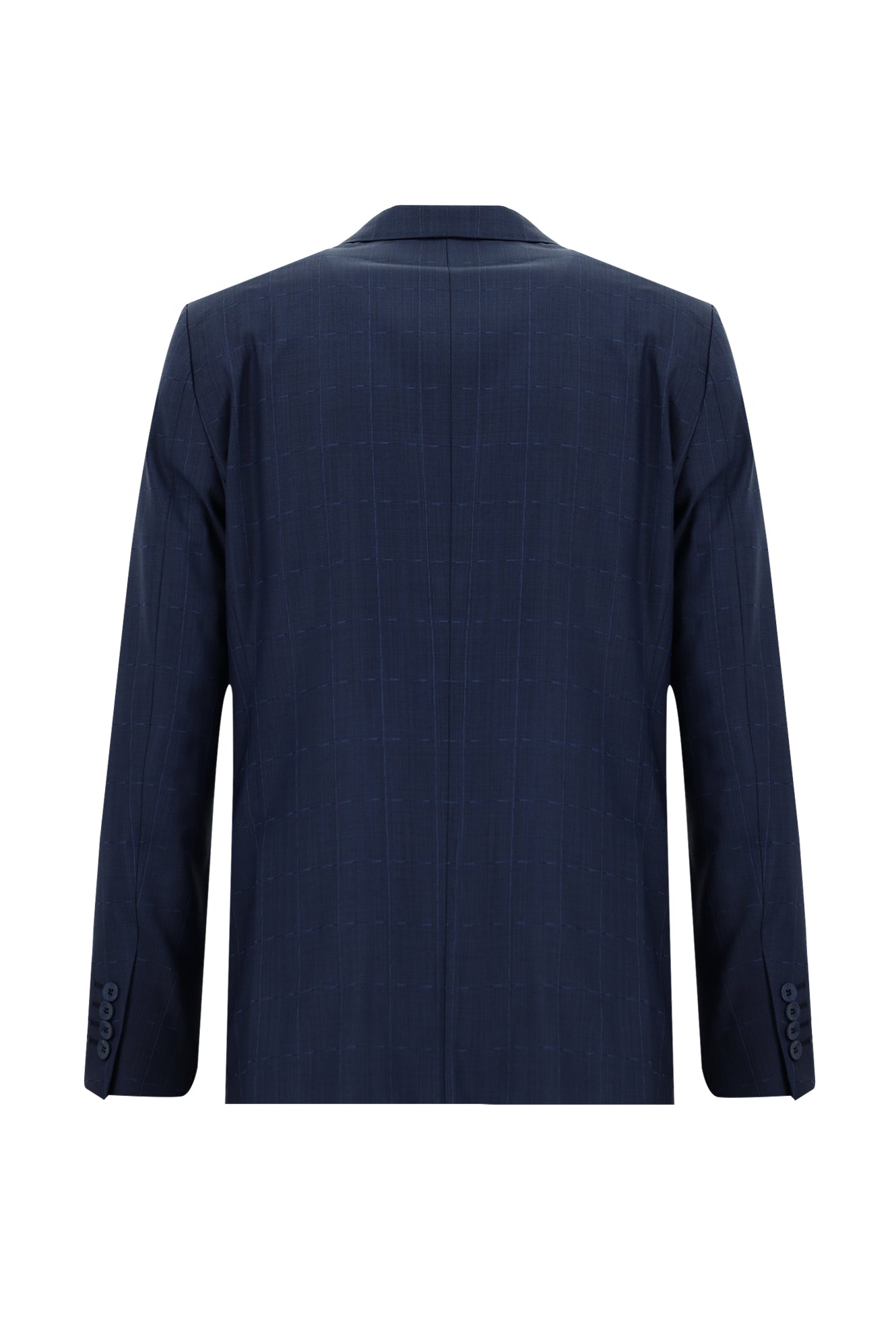 Orta Petrol Slim Fit Dar Kesim Yünlü Klasik Kareli Takım Elbise