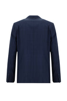 Orta Petrol Slim Fit Dar Kesim Yünlü Klasik Kareli Takım Elbise