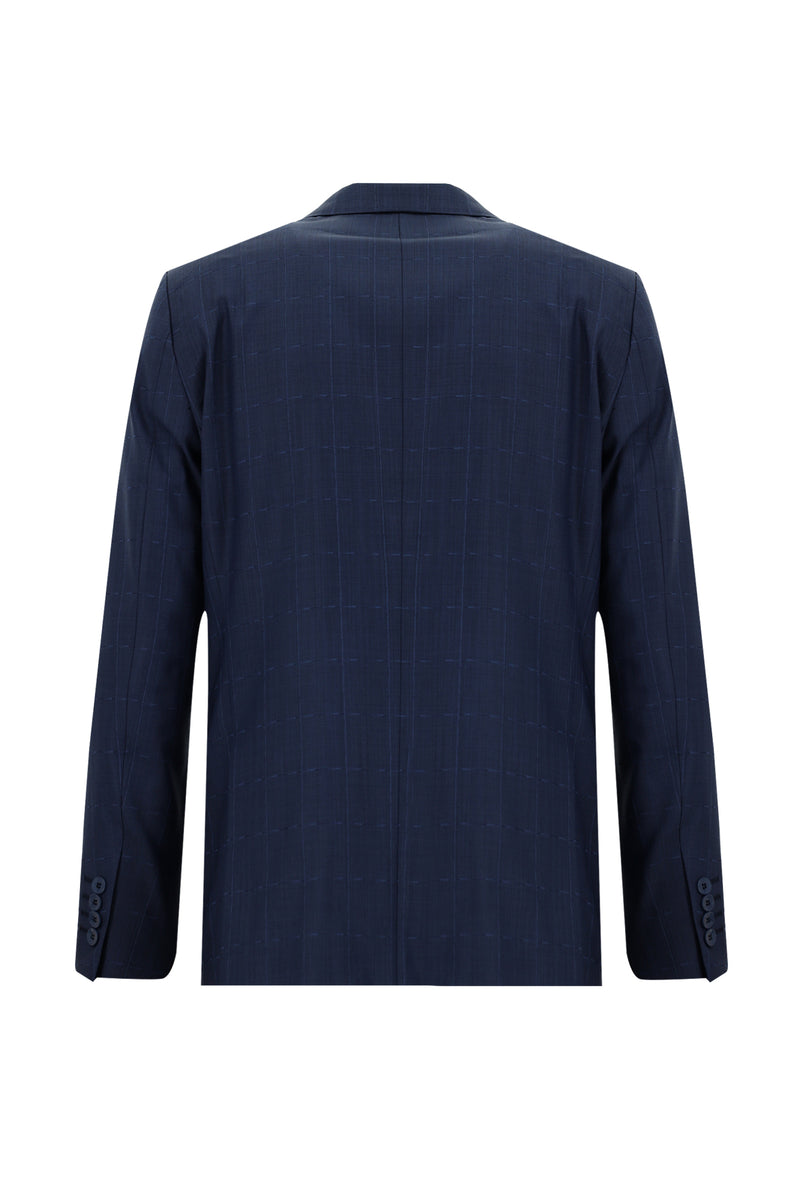 Orta Petrol 7 Drop Slim Fit Dar Kesim Yünlü Kareli Tak?m Elbise-Abdullah Ki??l?