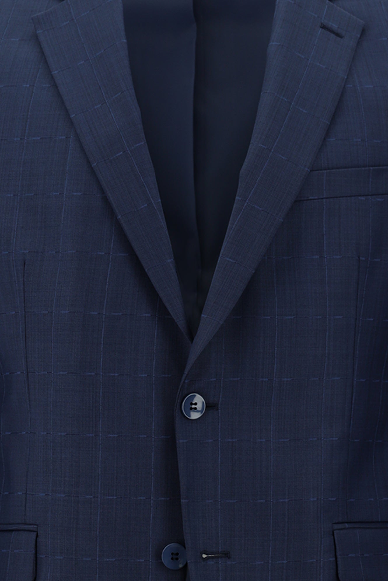 Orta Petrol Slim Fit Dar Kesim Yünlü Klasik Kareli Takım Elbise