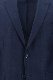 Orta Petrol Slim Fit Dar Kesim Yünlü Klasik Kareli Takım Elbise