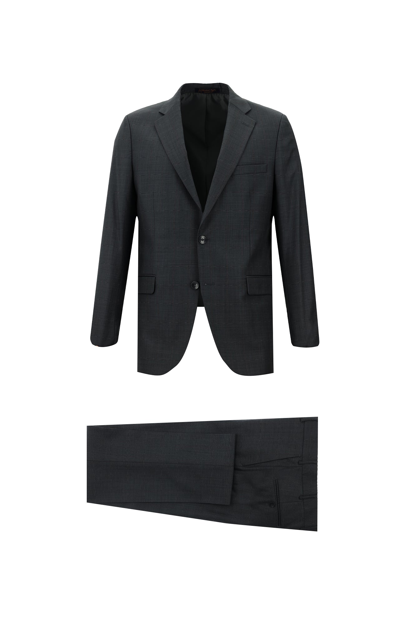 Orta Antrasit Slim Fit Dar Kesim Yünlü Klasik Kareli Takım Elbise