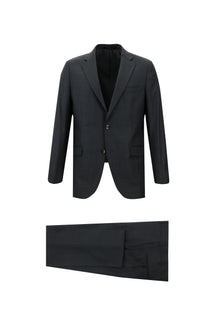Orta Antrasit 7 Drop Slim Fit Dar Kesim Yünlü Kareli Tak?m Elbise-Abdullah Ki??l?