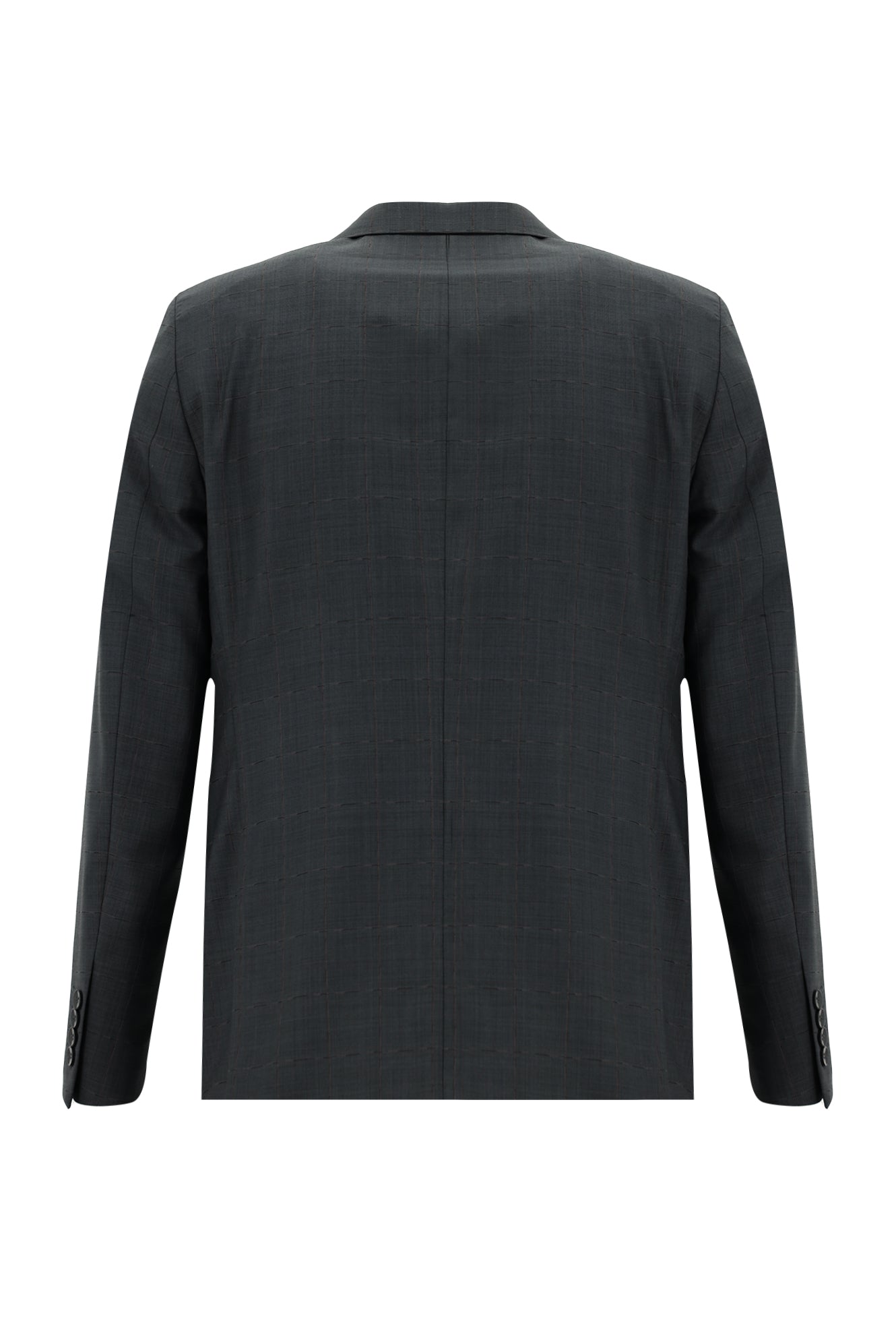 Orta Antrasit Slim Fit Dar Kesim Yünlü Klasik Kareli Takım Elbise