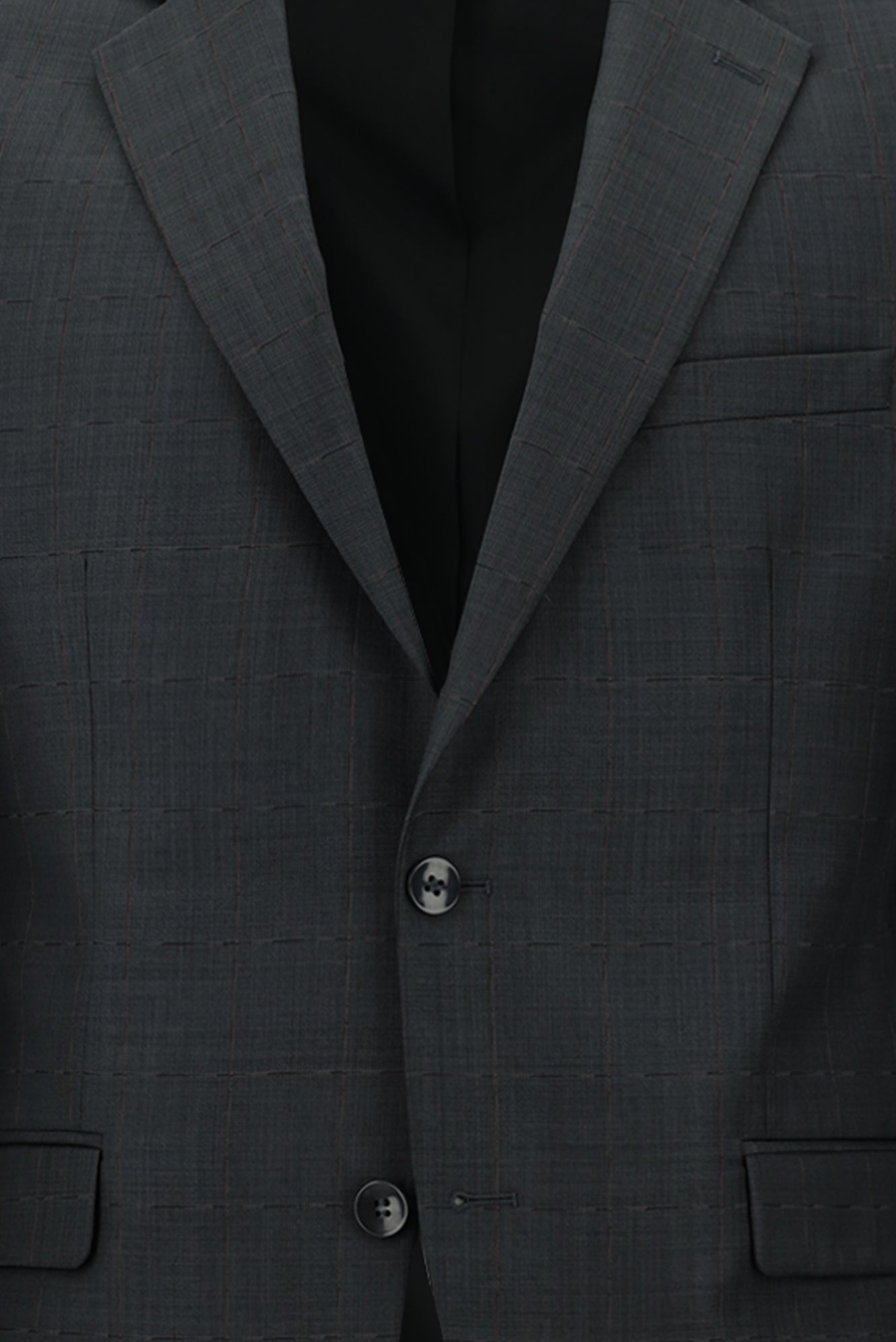 Orta Antrasit Slim Fit Dar Kesim Yünlü Klasik Kareli Takım Elbise
