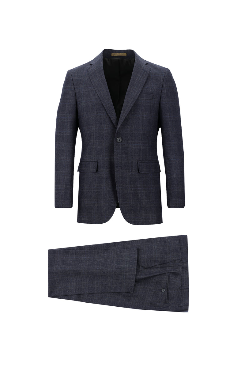 Koyu Füme Regular Fit Klasik Ekose Takım Elbise