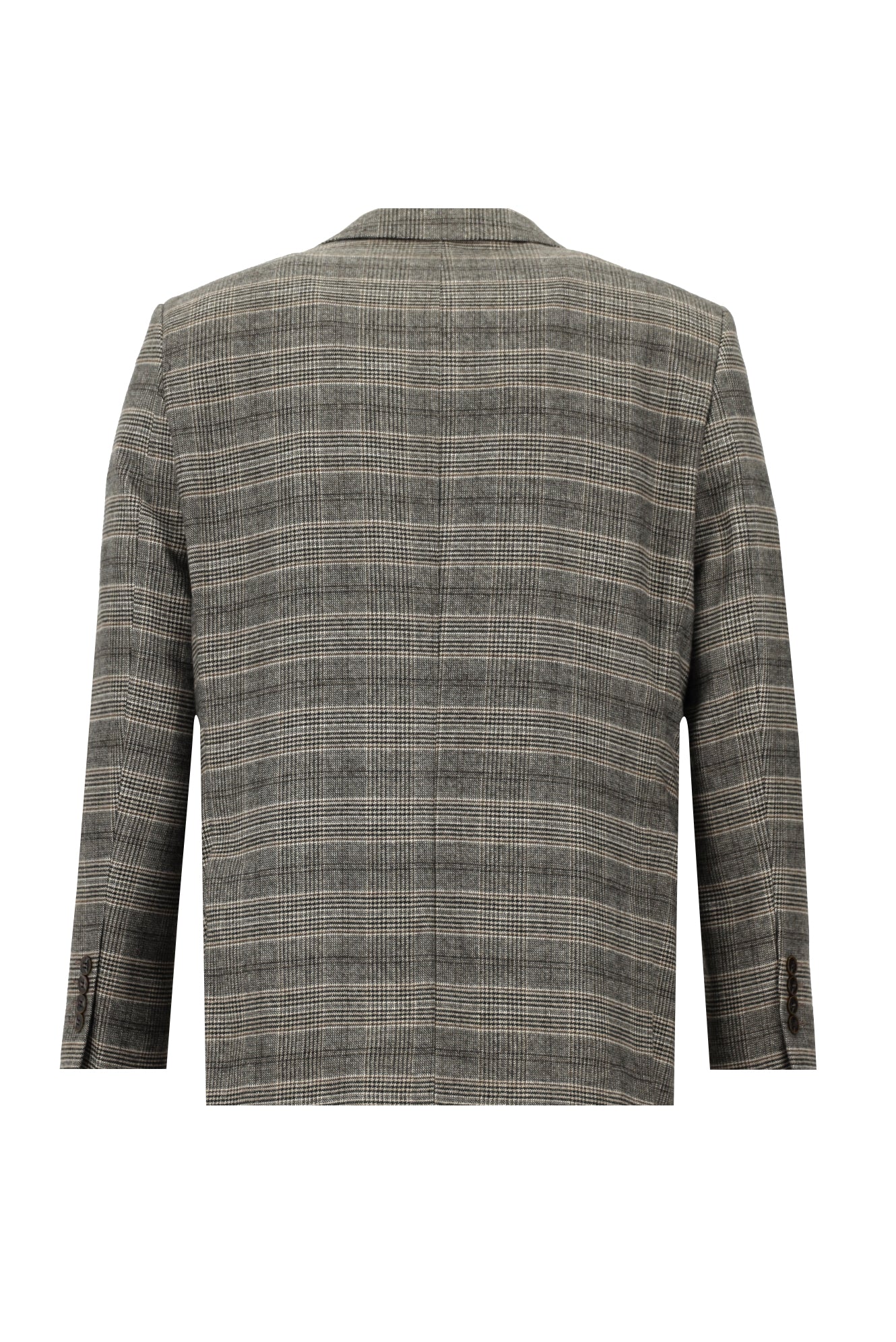 Açık Kahve  Relaxed Fit Rahat Kesim Kombinli Ekose Yelekli Takım Elbise