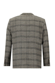 Açık Kahve  Relaxed Fit Rahat Kesim Kombinli Ekose Yelekli Takım Elbise