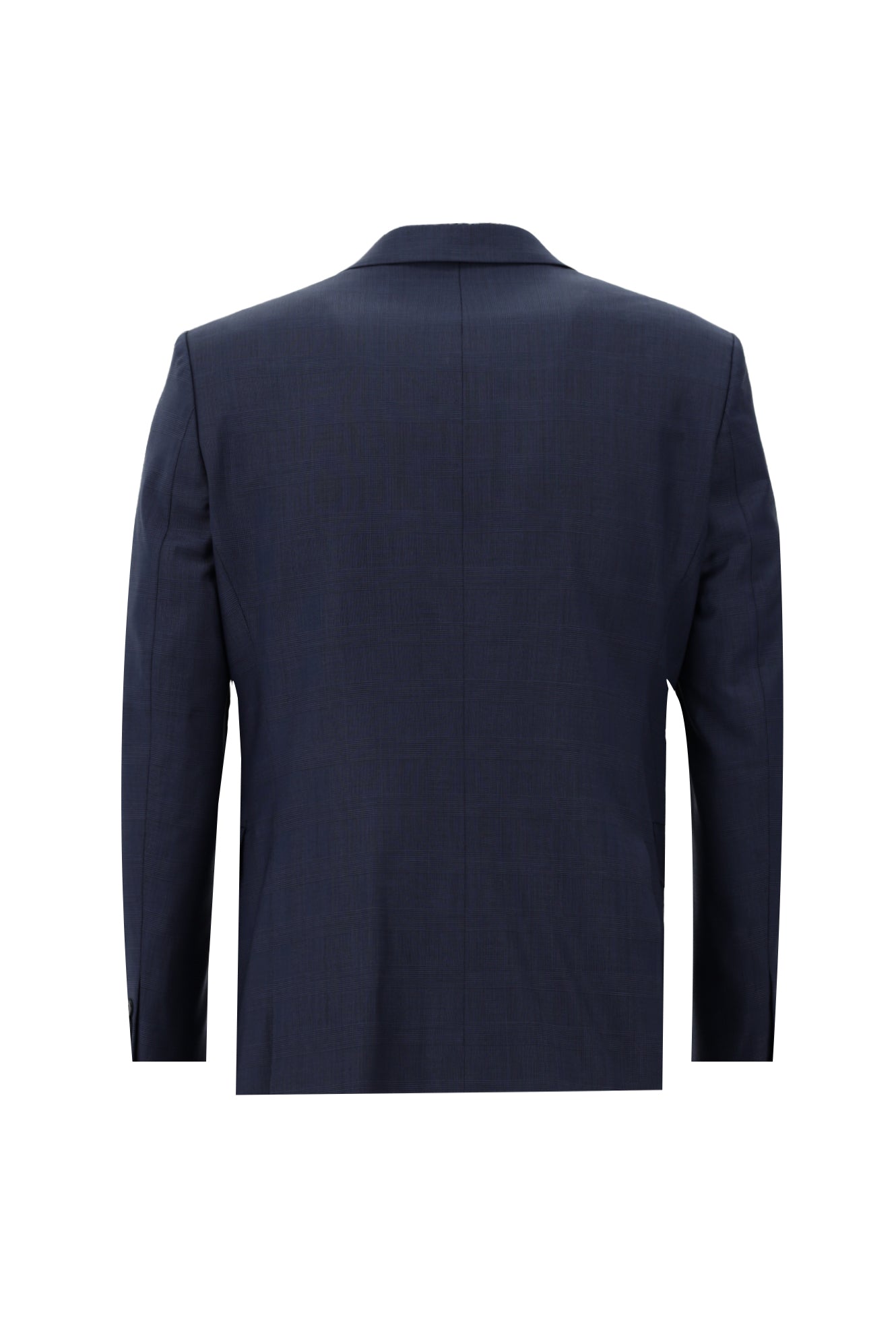 Koyu Lacivert Regular Fit Yünlü Klasik Kareli Takım Elbise