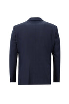 Koyu Lacivert Regular Fit Yünlü Klasik Kareli Takım Elbise