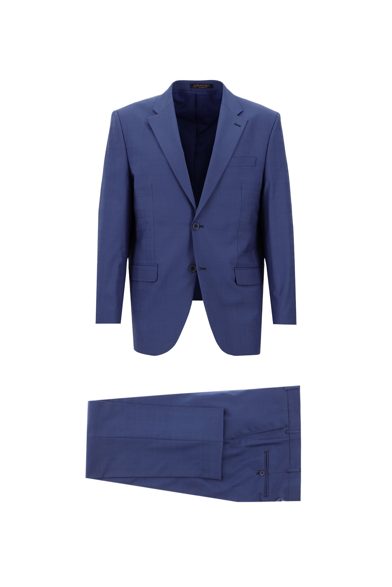 Koyu Mavi  Relaxed Fit Rahat Kesim Yünlü Klasik Ekose Takım Elbise
