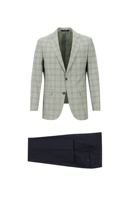 Açık Gri Relaxed Fit Rahat Kesim Yünlü Kombinli Takım Elbise