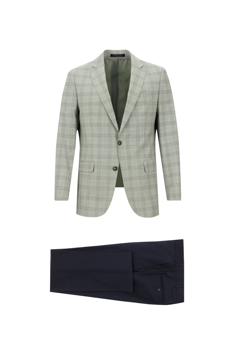 Açık Gri Relaxed Fit Rahat Kesim Yünlü Kombinli Takım Elbise