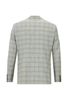 Açık Gri Regular Fit Yünlü Ekose Kombinli Takım Elbise