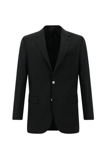 Siyah 6 Drop Regular Fit Standart Kesim Yünlü Klasik Blazer Ceket-Abdullah Ki??l?