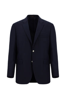 Koyu Lacivert Relaxed Fit Rahat Kesim Yünlü Klasik Blazer Ceket